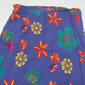 Chicos Design Rayon Midi True Wrap Skirt Size 3 XL Floral Artsy‎ Purple Beach